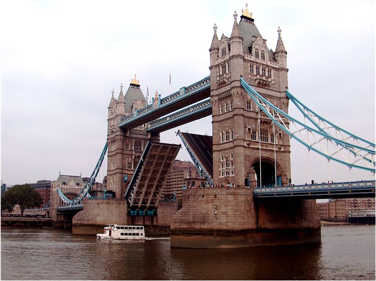 Picture Of Tower Bridge Opens To Allow Ships Passing
